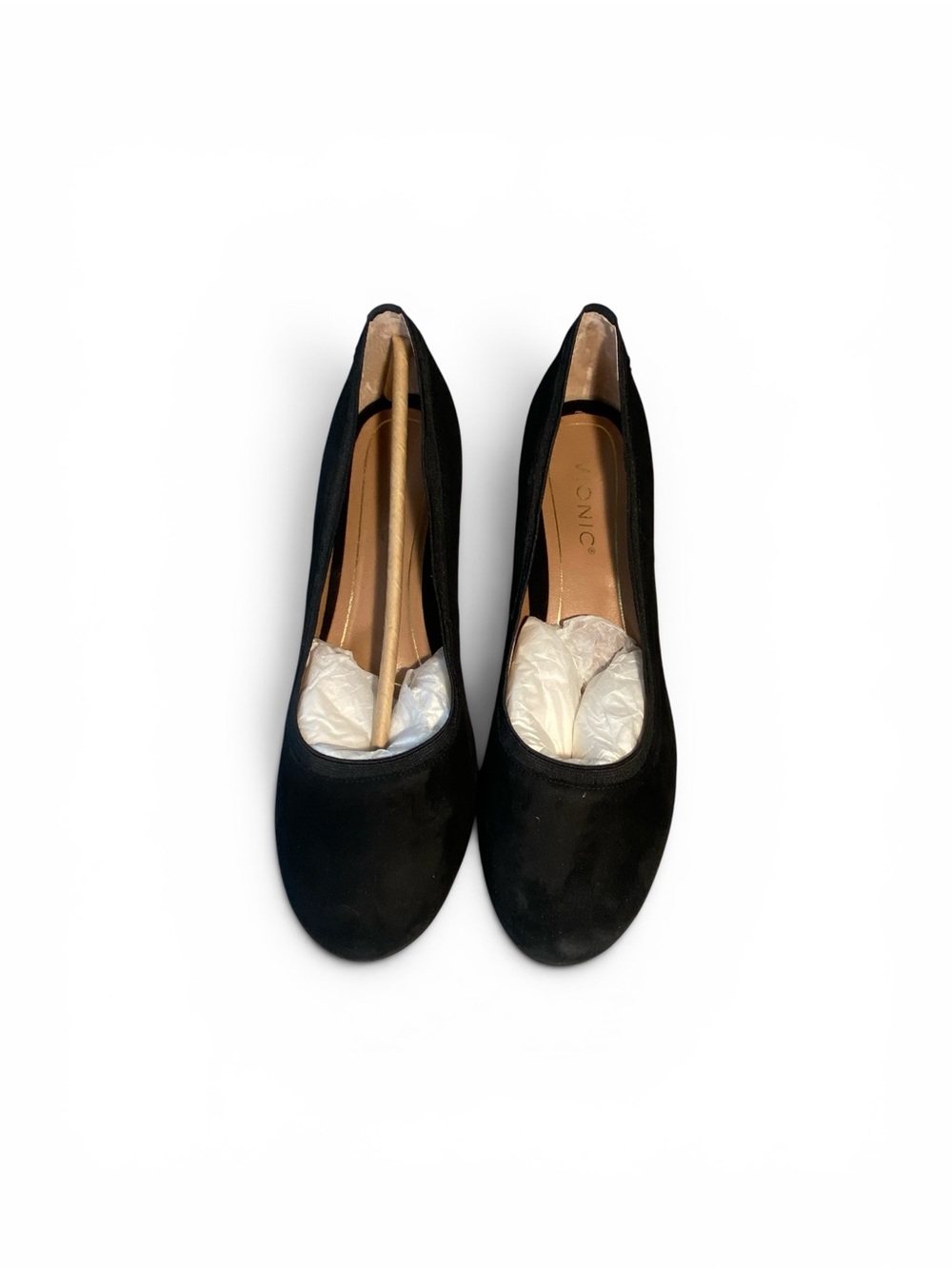 Vionic Black Suede Low Block Tortoise Heel Pumps - Picture 3 of 11